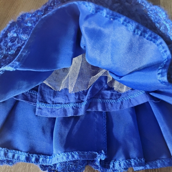Beautiful Baby Girl Sapphire Blue V-Neck Lace Tulle Party Dress Size 12m - Picture 8 of 12